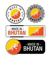 impostato di fatto nel bhutan etichette, logo, bhutan bandiera, bhutan Prodotto emblema vettore