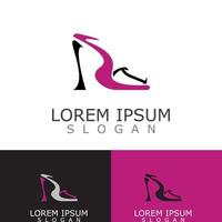 donne scarpe logo design alto tacco moda icona modello vettore per attività commerciale memorizzare