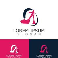 donne scarpe logo design alto tacco moda icona modello vettore per attività commerciale memorizzare