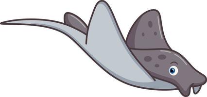 cartone animato Stingray pesce su bianca sfondo vettore