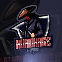 Kurokage portafortuna esport logo design vettore