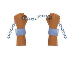 mani di schiavo che rompono una catena vettore