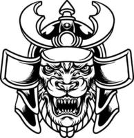 illustrazione del guerriero samurai della tigre della bestia vettore