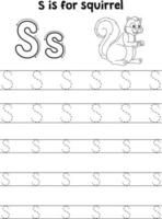 scoiattolo animale tracciato lettera abc colorazione pagina S vettore