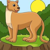 puma animale colorato cartone animato illustrazione vettore
