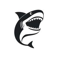 nero e bianca leggero logo con un' affascinante allegro squalo. vettore