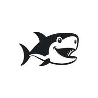 nero e bianca semplice logo con un' carino allegro squalo. vettore