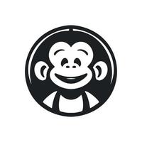 nero e bianca semplice logo con un' affascinante e carino scimmia. vettore