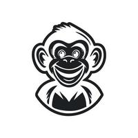 nero e bianca di base logo con un adorabile e carino scimmia. vettore