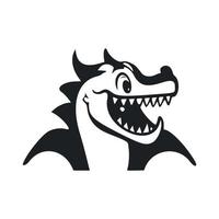 nero e bianca di base logo con un' simpatico allegro coccodrillo. vettore