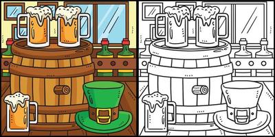 st. patricks giorno birra barile colorazione illustrazione vettore