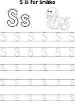 serpente animale tracciato lettera abc colorazione pagina S vettore