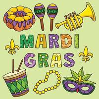 contento mardi gras colorato cartone animato illustrazione vettore