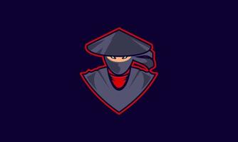 e-sport ninja portafortuna personaggio logo vettore