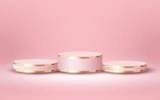 lusso 3d podio per vuoto cosmetico prodotti mostrare scena su morbido rosa sfondo vettore