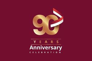 90 anni anniversario oro logo modello design vettore