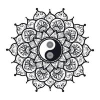 yin e yang vintage nel mandala vettore