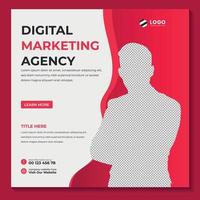 design del modello di post sui social media dell'agenzia di marketing digitale vettore