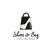 donne scarpa e Borsa shopping semplice logo design icona vettore