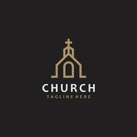 cristiano Chiesa attraversare vangelo linea arte oro logo design ispirazione vettore