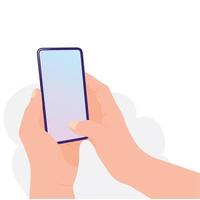 Tenere Telefono nel uno mani. vuoto schermo, Telefono modello. modificabile smartphone modello vettore illustrazione su isolato sfondo.
