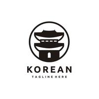 hanok tradizionale coreano Casa logo design vettore
