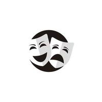 commedia e tragedia teatrale maschere. Teatro o Dramma scuola logo design simbolo vettore