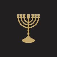 Hanukkah, menorah ebraico candele oro. logo icona vettore su bianca sfondo
