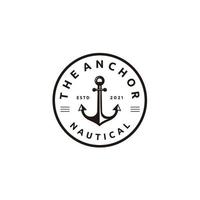 ancora barca nave nautico minimalista cerchio logo design icona vettore