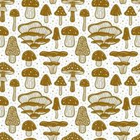 seamless pattern di funghi di bosco vettore