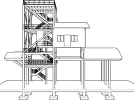 3d illustrazione di industriale edificio vettore