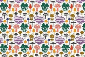 funghi di bosco pattern, texture, sfondo vettore