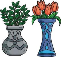 primavera in vaso impianti cartone animato colorato clipart vettore