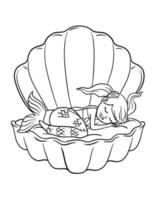 addormentato sirena nel un' mollusco conchiglia isolato vettore