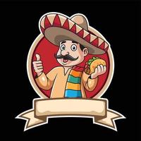 cartone animato messicano uomo portafortuna dando pollice su vettore