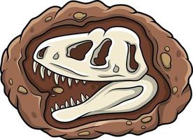 cartone animato testa dinosauro fossile vettore