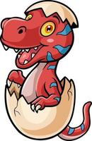 cartone animato rosso dinosauro tratteggio a partire dal uovo vettore