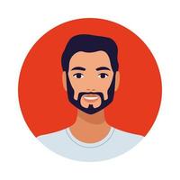 uomo con barba avatar carattere icona isolato vettore