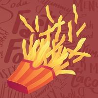 isolato francese patatine fritte veloce cibo colorato schizzo vettore