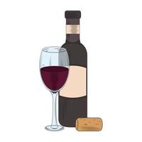 disegno dell'icona utensile bicchiere da vino e cavatappi vettore