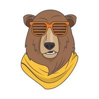 divertente orso grizzly con occhiali da sole stile cool vettore