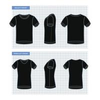 schema nero maschio e femmina t camicia mockup vettore