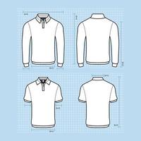 schema bianca polo camicia mockup nel vario maniche vettore