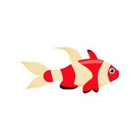 decorativo mare pesce rosso con beige strisce. vettore marino pesce isolato su bianca sfondo.