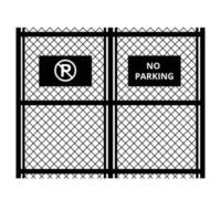 metallo recinto con no parcheggio cartello silhouette. nero e bianca icona design elemento su isolato bianca sfondo vettore