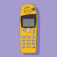 Vintage ▾ cellula Telefono vettore icona illustrazione con schema per design elemento, clip arte, ragnatela, atterraggio pagina, etichetta, striscione. piatto cartone animato stile