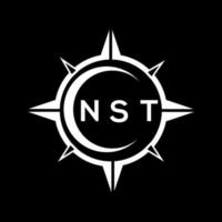 nst astratto monogramma scudo logo design su nero sfondo. nst creativo iniziali lettera logo. vettore