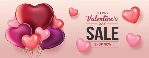 sfondo di vendita di san valentino composizione romantica con cuori. illustrazione vettoriale per sito Web, poster, annunci, coupon, materiale promozionale.