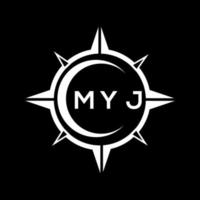 myj astratto monogramma scudo logo design su nero sfondo. myj creativo iniziali lettera logo. vettore