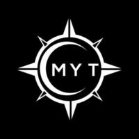 mygt astratto monogramma scudo logo design su nero sfondo. mygt creativo iniziali lettera logo. vettore
